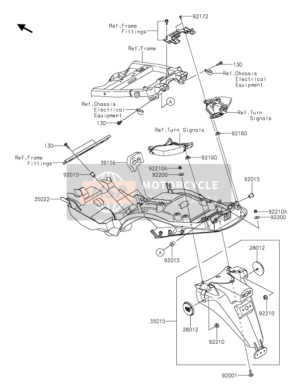 Kawasaki ZZR1400 2021 Garde-boue arrière(S) pour un 2021 Kawasaki ZZR1400