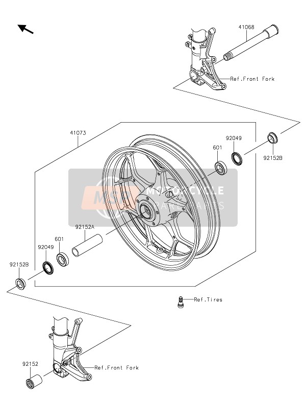 Kawasaki ZZR1400 2021 VORDERRADNABE für ein 2021 Kawasaki ZZR1400