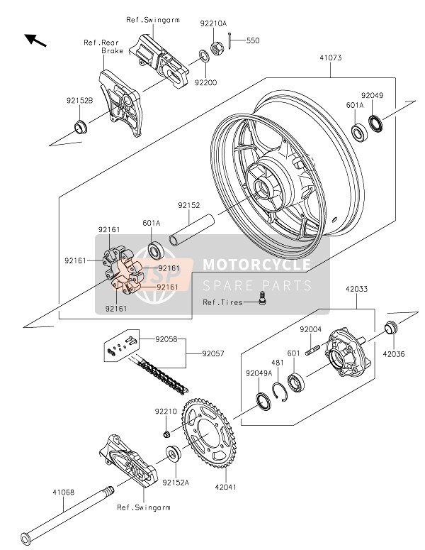 Kawasaki ZZR1400 2021 Hinterradnabe für ein 2021 Kawasaki ZZR1400