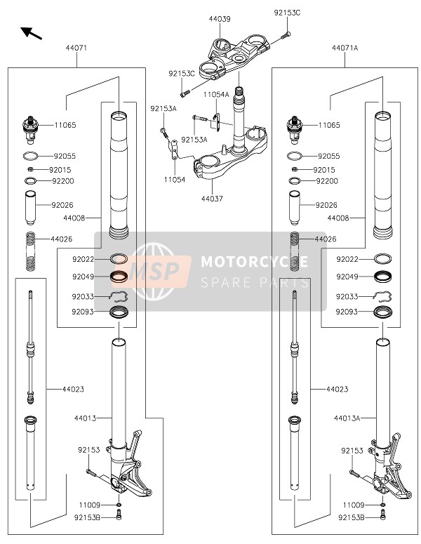 Kawasaki ZZR1400 2021 FRONT FORK for a 2021 Kawasaki ZZR1400