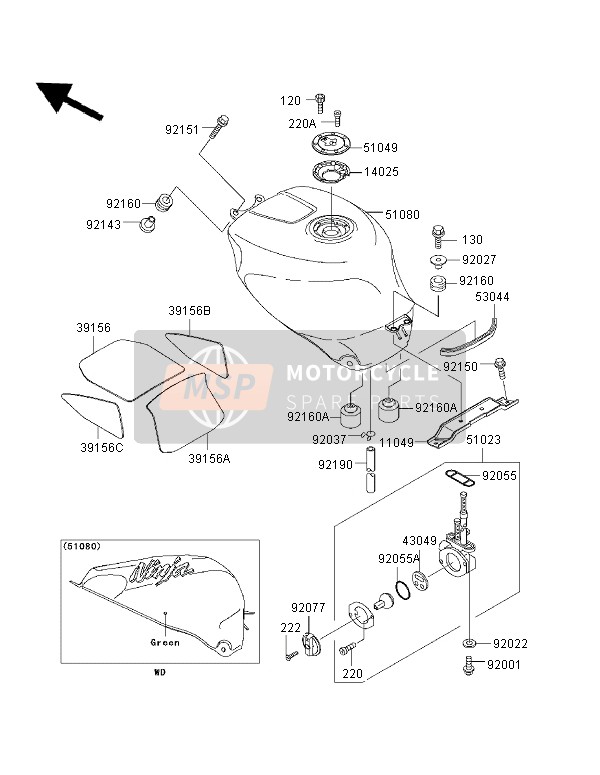 5108052637F, TANK-COMP-FUEL,L.Green, Kawasaki, 0