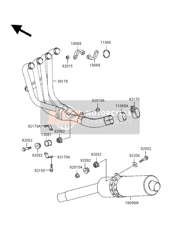 Kawasaki NINJA ZX-9R 1996 Muffler for a 1996 Kawasaki NINJA ZX-9R