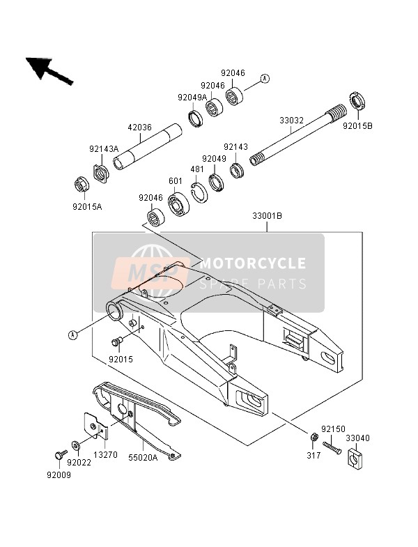 Kawasaki NINJA ZX-9R 1996 Swing Arm for a 1996 Kawasaki NINJA ZX-9R