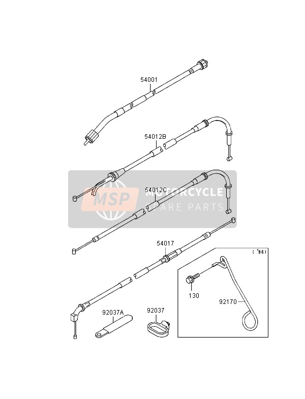 Kawasaki NINJA ZX-9R 1996 Cables for a 1996 Kawasaki NINJA ZX-9R