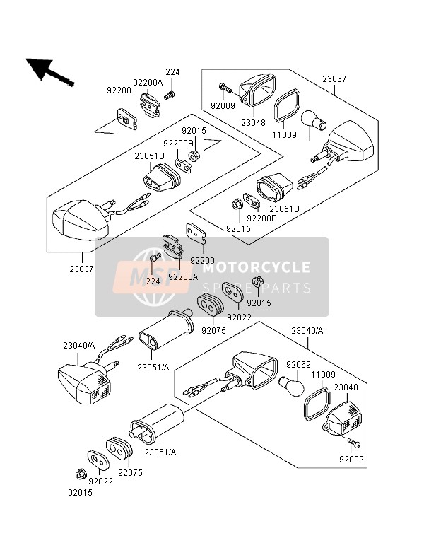 Kawasaki NINJA ZX-9R 1996 Turn Signals for a 1996 Kawasaki NINJA ZX-9R