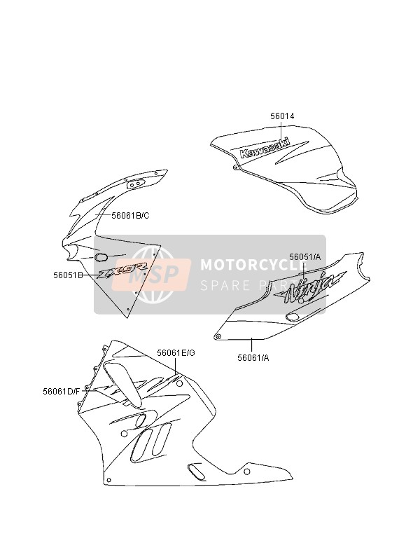 560611632, Pattern,Upp Cowling,Lh, Kawasaki, 0