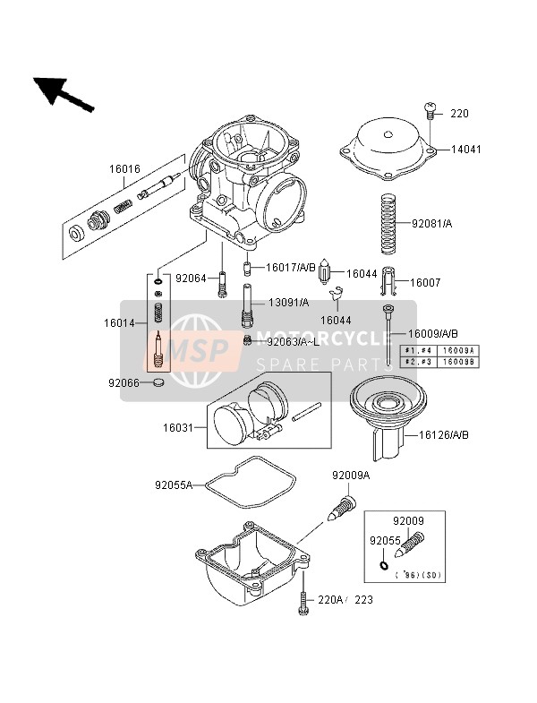 Kawasaki ZEPHYR 750 1996 Carburettor Parts for a 1996 Kawasaki ZEPHYR 750