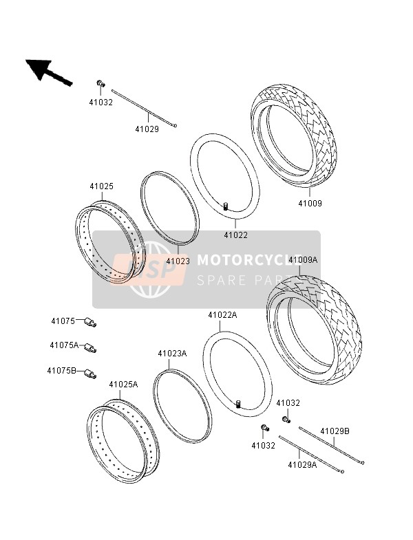 410291350, SPOKE-INNER,Rr,97.5mm ZR750-D6, Kawasaki, 0