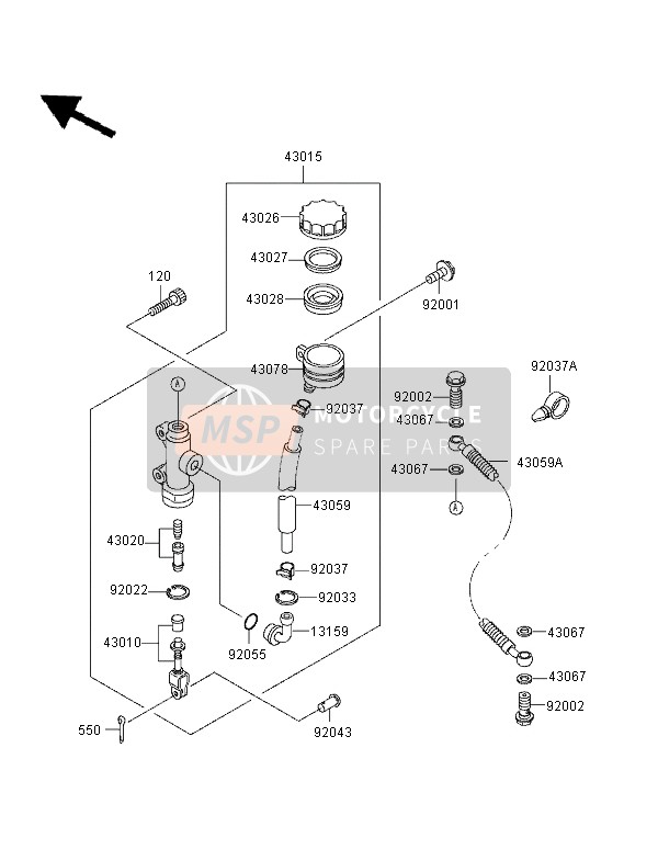 Kawasaki ZEPHYR 750 1996 Rear Master Cylinder for a 1996 Kawasaki ZEPHYR 750