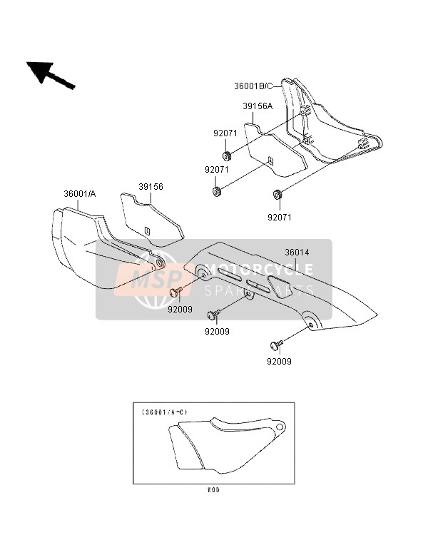 3600114511Y, COVER-SIDE,Rh,Brown/gray, Kawasaki, 0