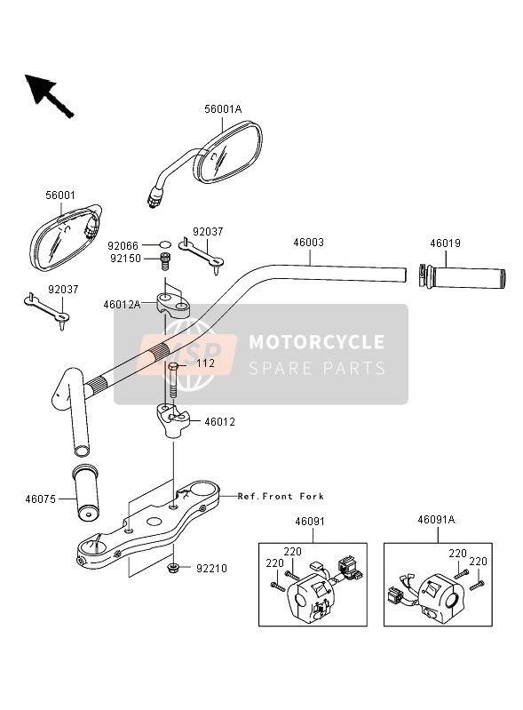 Kawasaki VN1600 CLASSIC 2005 Handlebar for a 2005 Kawasaki VN1600 CLASSIC