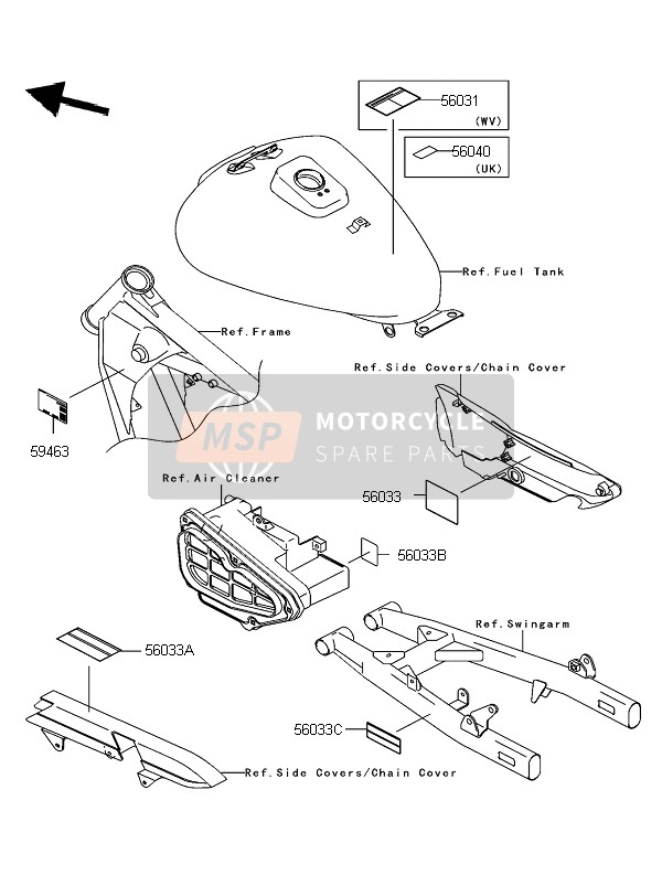 Kawasaki ELIMINATOR 125 2003 Labels for a 2003 Kawasaki ELIMINATOR 125