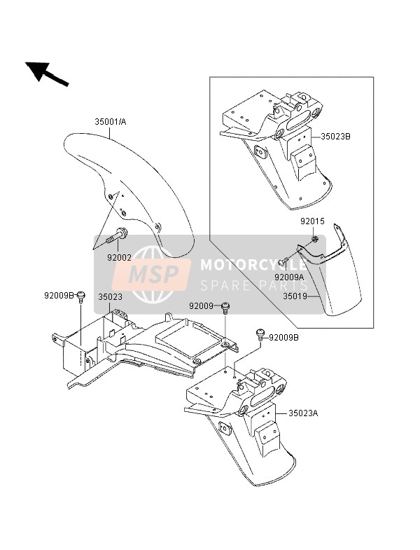 350011157P5, FENDER-ASSY-FRONT,L.V.Red, Kawasaki, 1