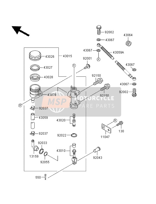 Kawasaki ZZR-600 1996 Rear Master Cylinder for a 1996 Kawasaki ZZR-600