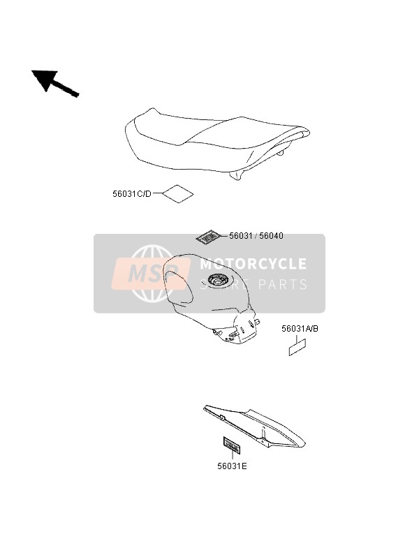 Kawasaki ZZR-600 1996 Labels for a 1996 Kawasaki ZZR-600