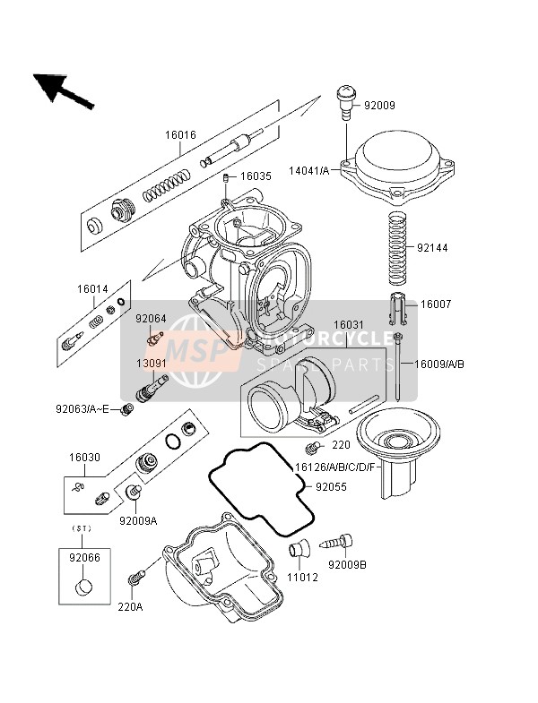 Kawasaki ZZR-1100 1996 Carburettor Parts for a 1996 Kawasaki ZZR-1100