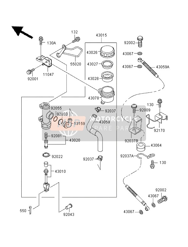 Kawasaki ZZR-1100 1996 Rear Master Cylinder for a 1996 Kawasaki ZZR-1100