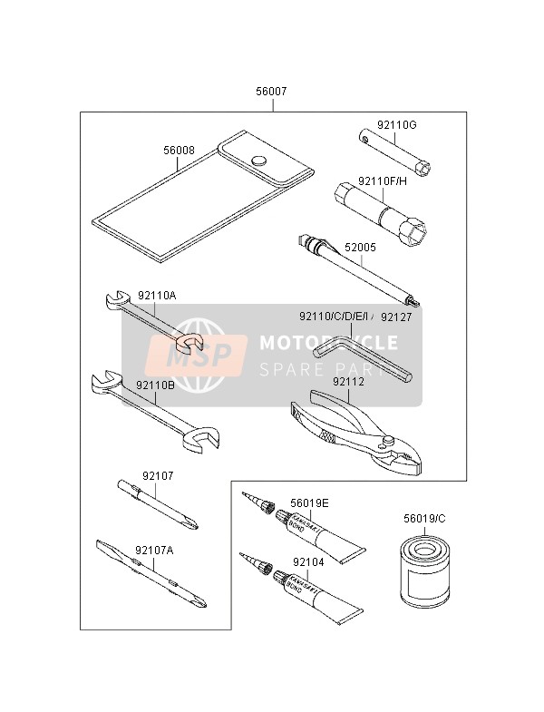 921101104, TOOL-WRENCH, Allen, 12M, Kawasaki, 1