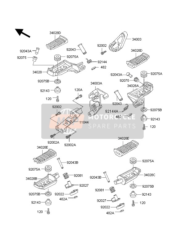 Kawasaki 1000 GTR 1997 FUSSRASTEN für ein 1997 Kawasaki 1000 GTR