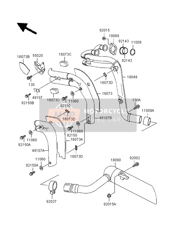 Kawasaki EL252 1997 Muffler for a 1997 Kawasaki EL252