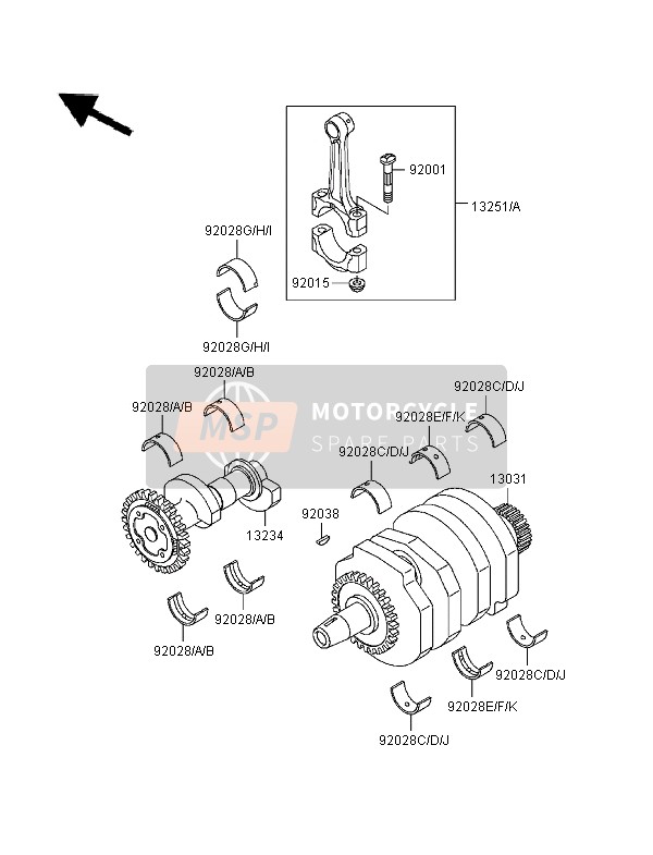 Kawasaki EL252 1997 Crankshaft for a 1997 Kawasaki EL252