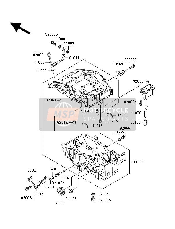 Kawasaki EL252 1997 Crankcase for a 1997 Kawasaki EL252