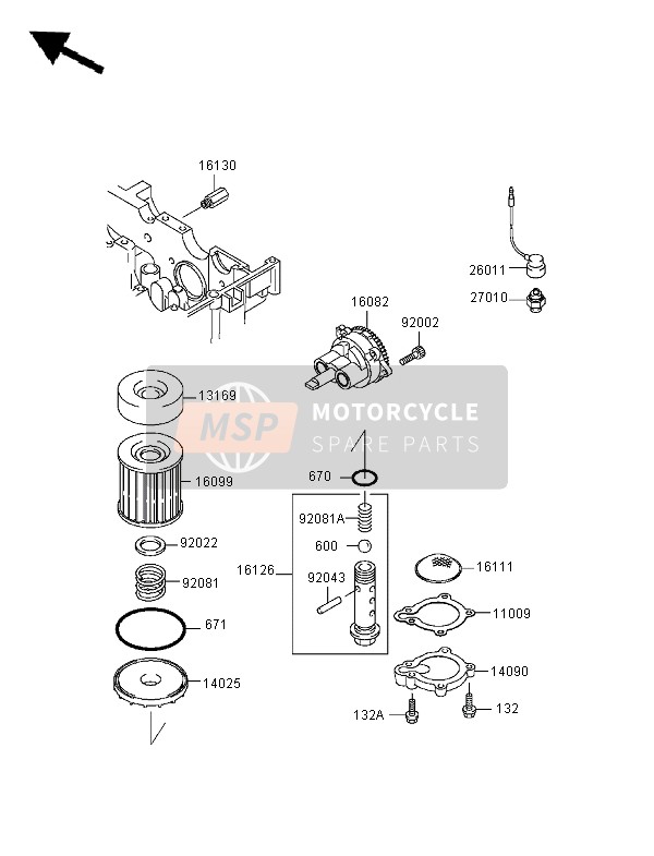 Kawasaki EL252 1997 La pompe à huile pour un 1997 Kawasaki EL252