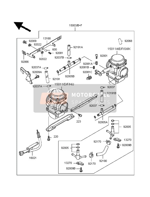 Kawasaki EN500 1997 Carburettor for a 1997 Kawasaki EN500