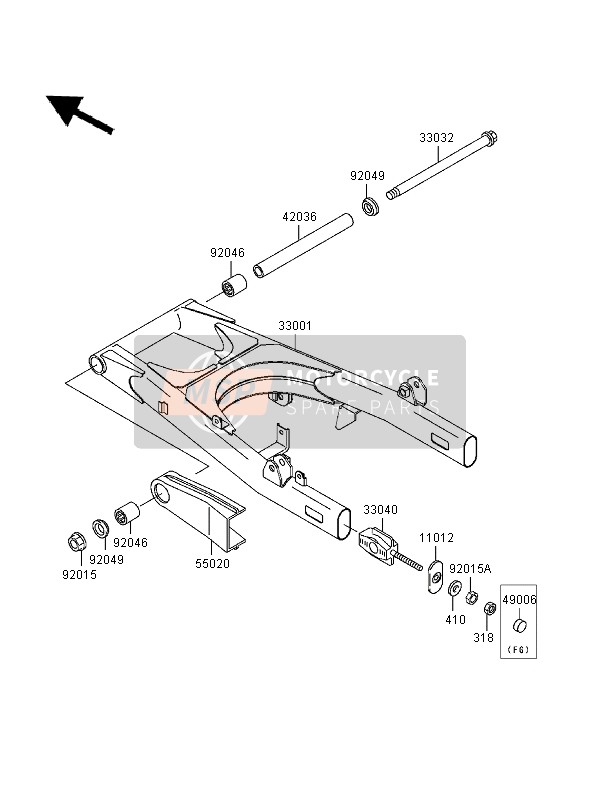 Kawasaki EN500 1997 Swing Arm for a 1997 Kawasaki EN500