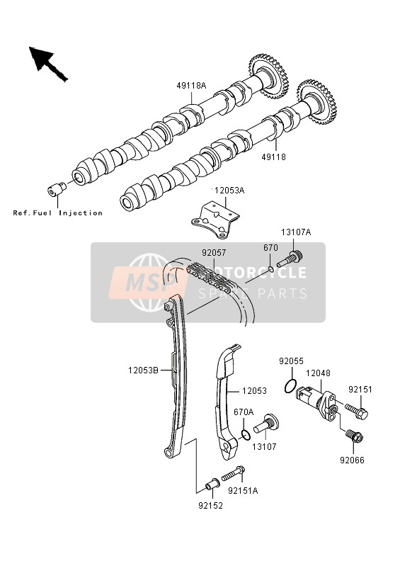 Kawasaki Z1000 2005 NOCKENWELLE & SPANNER für ein 2005 Kawasaki Z1000