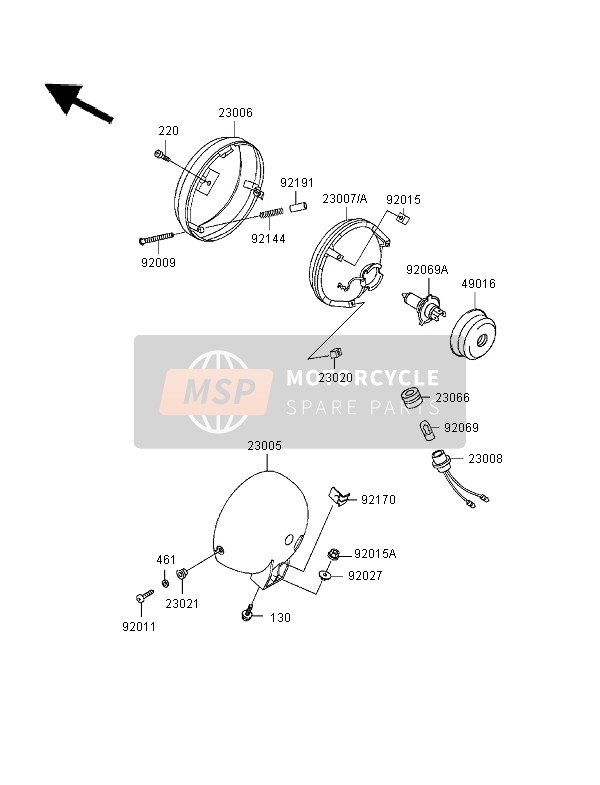 Kawasaki EN500 1997 SCHEINWERFER für ein 1997 Kawasaki EN500