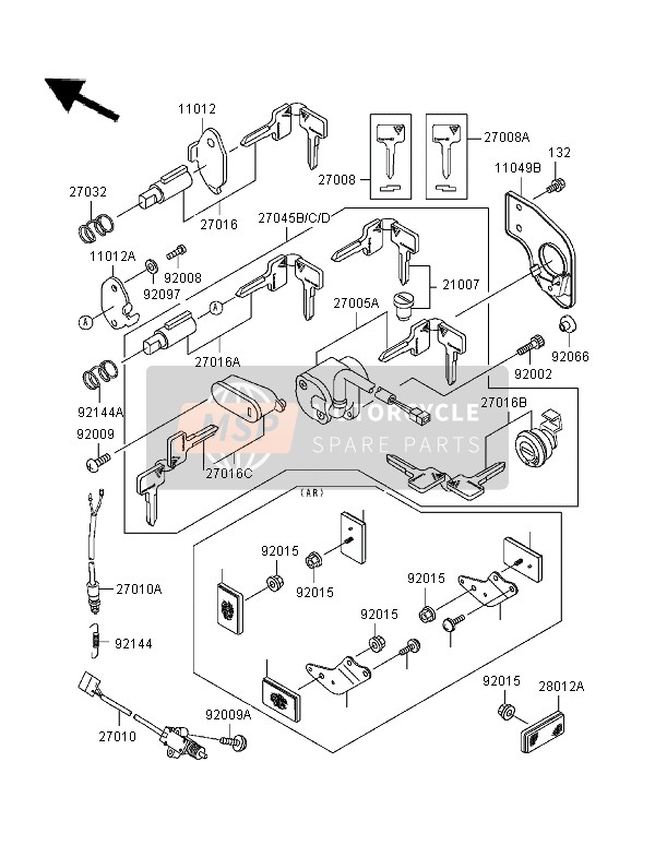 Kawasaki EN500 1997 Ignition Switch for a 1997 Kawasaki EN500