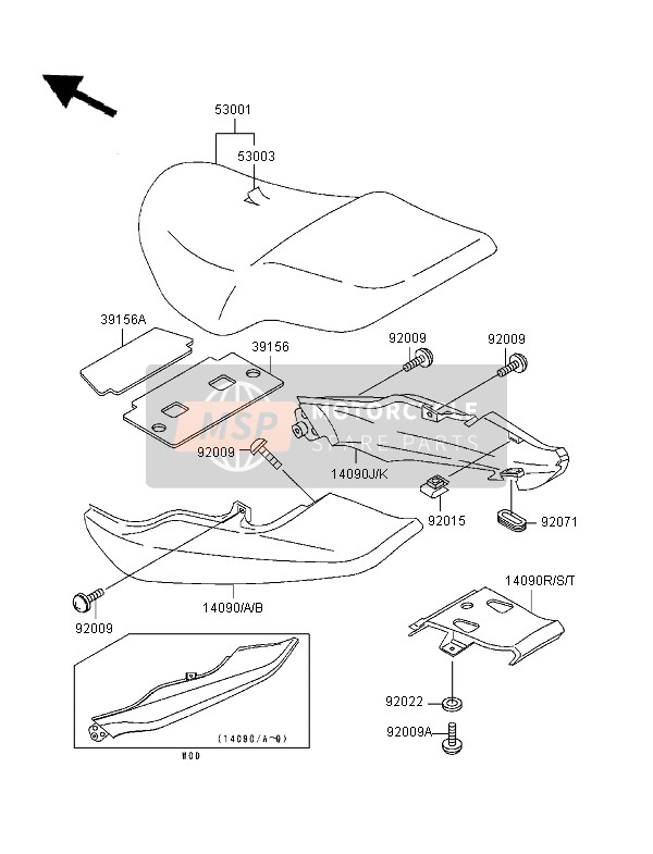 530011824MA, Selle Noire ER500 A1, Kawasaki, 0