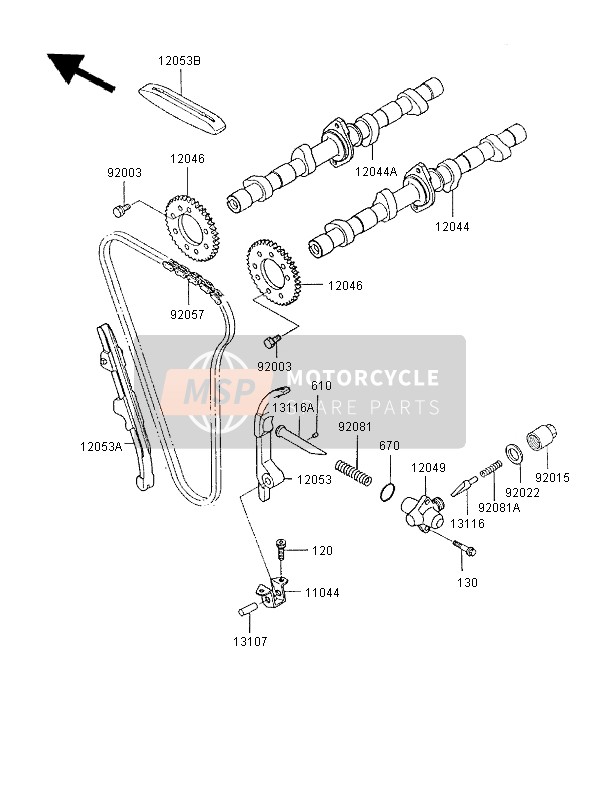 Kawasaki GPX600R 1997 NOCKENWELLE & SPANNER für ein 1997 Kawasaki GPX600R