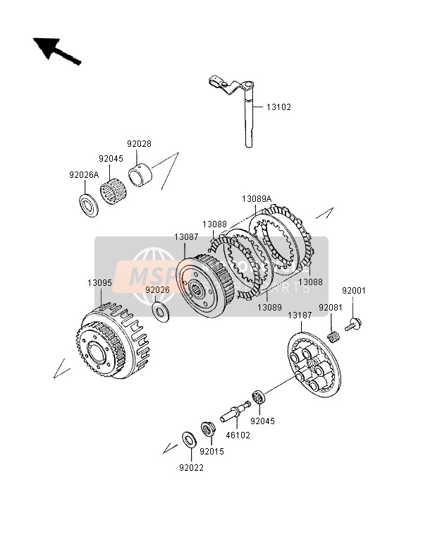 Kawasaki GPX600R 1997 Embrayage pour un 1997 Kawasaki GPX600R