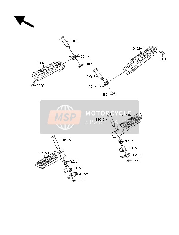 Kawasaki GPX600R 1997 Footrests for a 1997 Kawasaki GPX600R