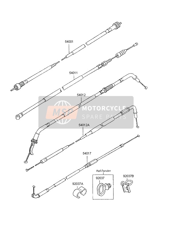 Kawasaki GPX600R 1997 Cables for a 1997 Kawasaki GPX600R