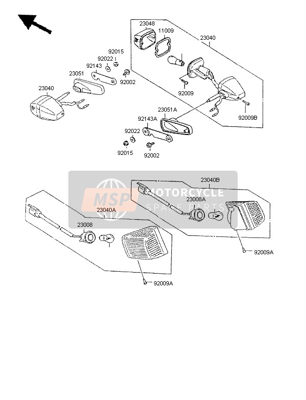 Kawasaki GPX600R 1997 Clignotants pour un 1997 Kawasaki GPX600R