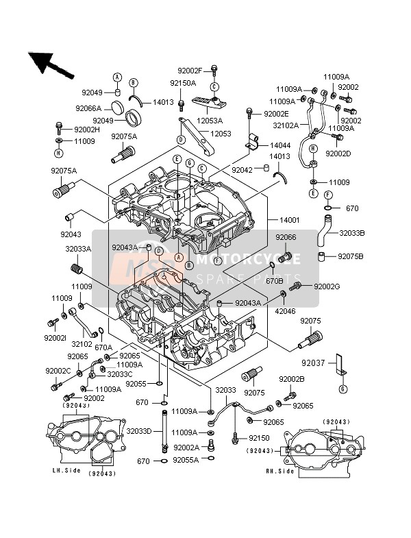 Kawasaki GPZ500S 1997 Crankcase for a 1997 Kawasaki GPZ500S