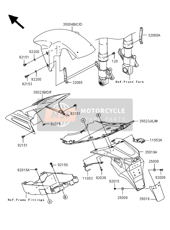 Kawasaki Z1000 2005 Parafanghi per un 2005 Kawasaki Z1000