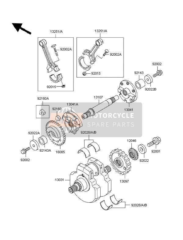 Kawasaki VN1500 CLASSIC 1997 Crankshaft for a 1997 Kawasaki VN1500 CLASSIC