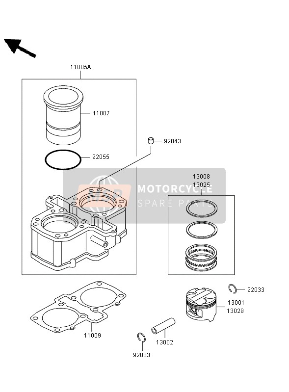 Kawasaki ER-5 2004 Cylindre & Piston pour un 2004 Kawasaki ER-5