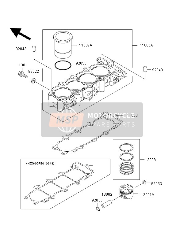 Kawasaki NINJA ZX-6R 1997 Cylinder & Piston for a 1997 Kawasaki NINJA ZX-6R