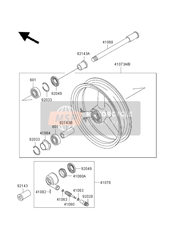 410731497DH, WHEEL-ASSY,Fr,P.C.Gray, Kawasaki, 2