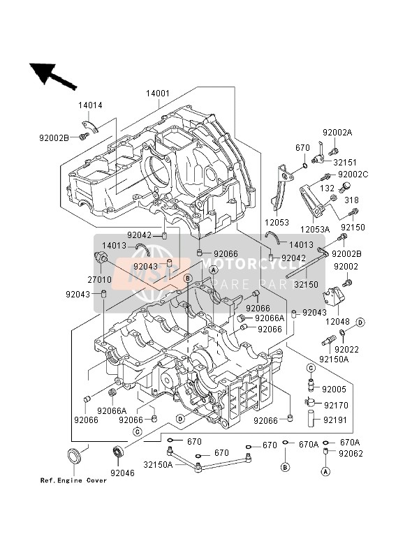 Kawasaki NINJA ZX-7RR 1997 Crankcase for a 1997 Kawasaki NINJA ZX-7RR