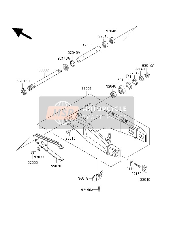 Kawasaki NINJA ZX-7RR 1997 Swing Arm for a 1997 Kawasaki NINJA ZX-7RR