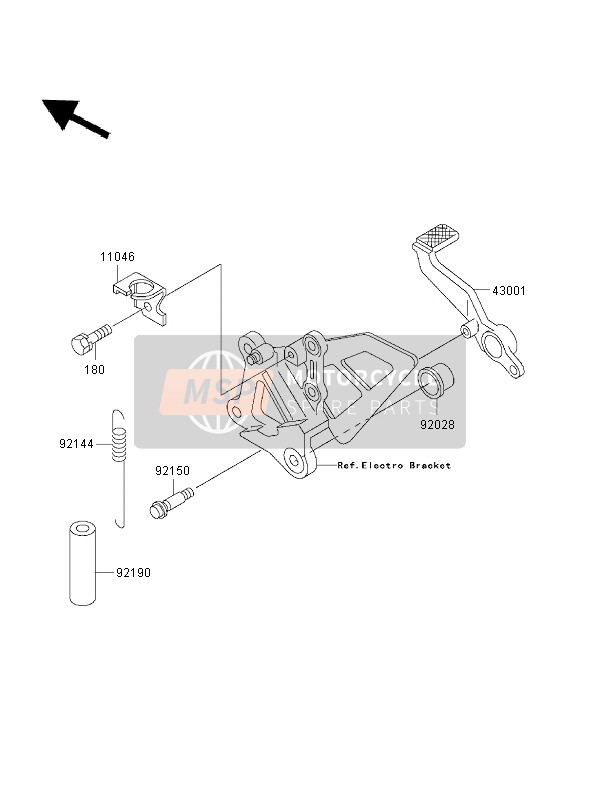 Kawasaki NINJA ZX-7RR 1997 Brake Pedal for a 1997 Kawasaki NINJA ZX-7RR