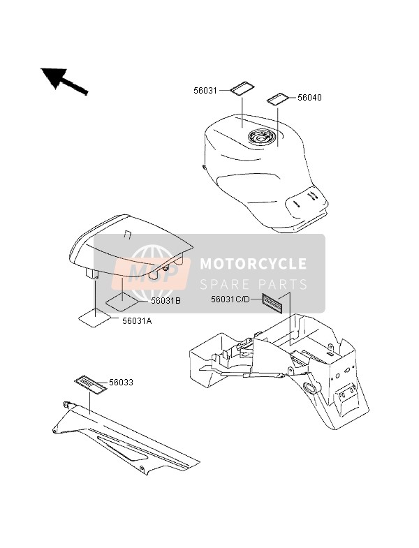 Kawasaki NINJA ZX-9R 1997 Labels for a 1997 Kawasaki NINJA ZX-9R