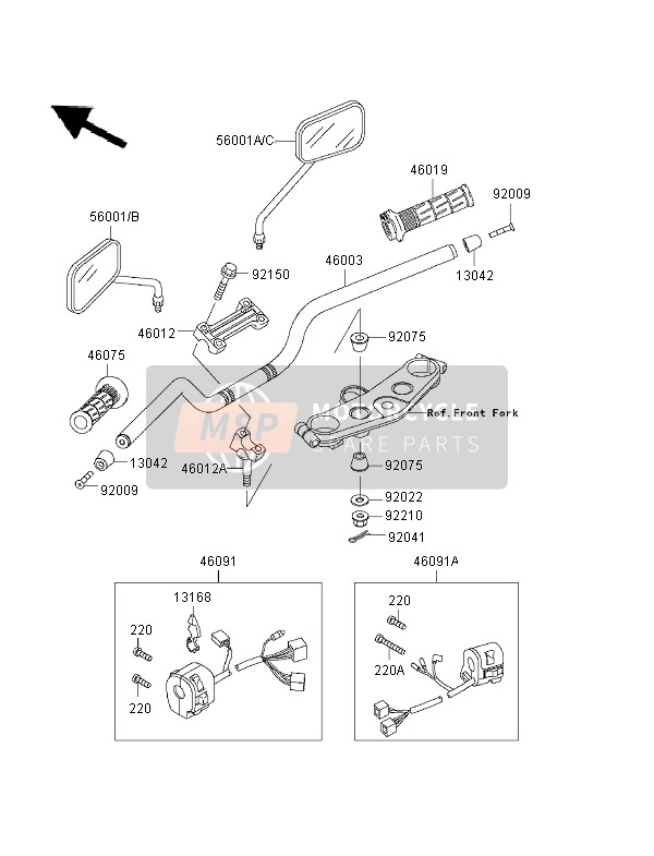 560010155, Spiegel,Rechts, Kawasaki, 0