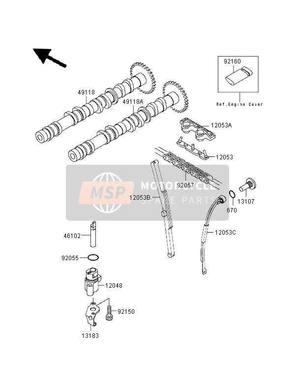 Kawasaki ZXR400 1997 NOCKENWELLE & SPANNER für ein 1997 Kawasaki ZXR400